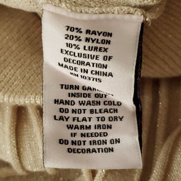 Ribbed Knit Sweater Midi Skirt M Tan Gold Metallic Thread Nanette Lapore - Picture 5 of 5